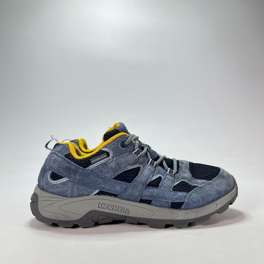Merrell Moab KDZ Blue Grey Leather Outdoor Waterproof Hiking Shoes Youth Size 5M